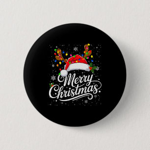 Chapa Redonda De 5 Cm Feliz Navidad Sombrero Santa Rojo Reno Familia Nav