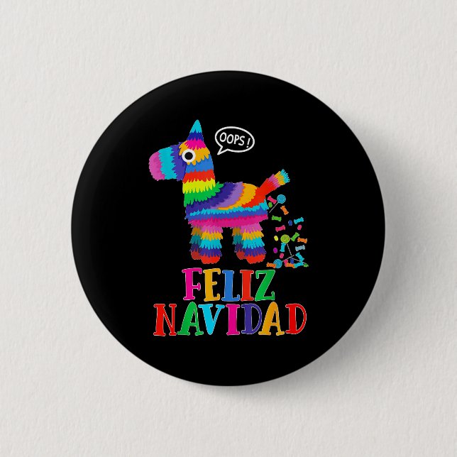 Chapa Redonda De 5 Cm Feliz Navidad Spanish Christmas Funny Mexican Nata (Anverso)