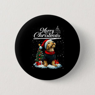 Chapa Redonda De 5 Cm Feliz Navidad Terrier Airedale Sombrero Santa Perr