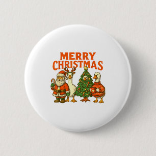 Chapa Redonda De 5 Cm Feliz Navidad Tonto Ganso Pato Festivo Fiesta R