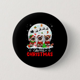 Chapa Redonda De 5 Cm Feliz Navidad Tres Santa Elfo Reno Gatos Siameses