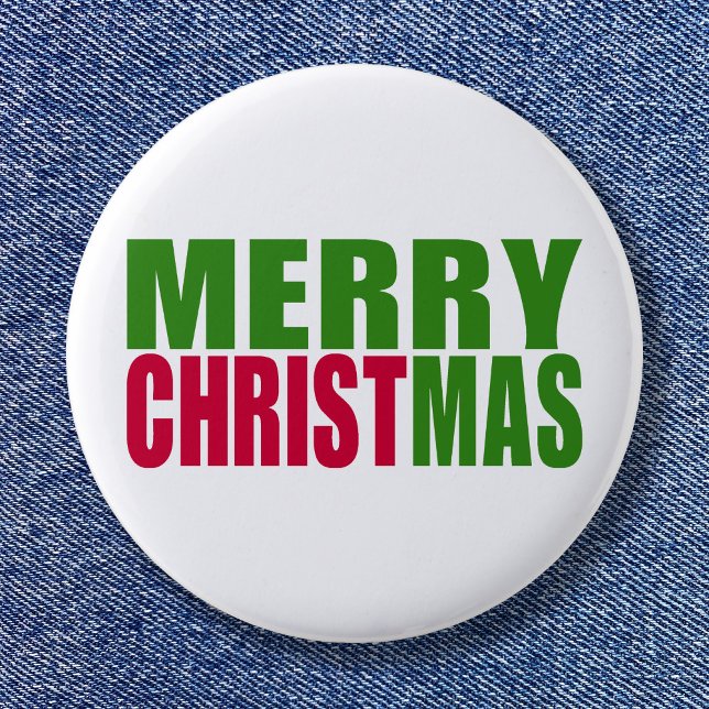Chapa Redonda De 5 Cm Feliz Navidad Verde y Rojo (Stocking Stuffer for the Holiday)