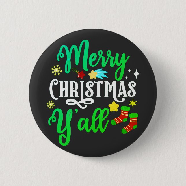Chapa Redonda De 5 Cm Feliz Navidad Y'all-85918 (Anverso)