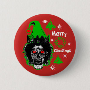 Chapa Redonda De 5 Cm Feliz Navidad Zombie Red Eyes Style 2