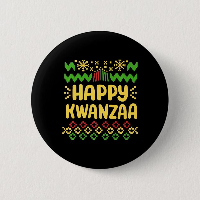 Chapa Redonda De 5 Cm Feliz Navidades de Kwanzaa al estilo africano de s (Anverso)