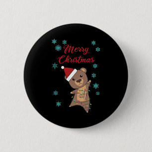 Chapa Redonda De 5 Cm Feliz oso navideño Nieve oso oso de invierno Teddy