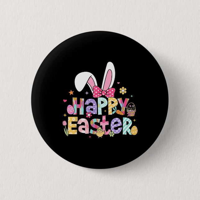 Chapa Redonda De 5 Cm Feliz Pascua 2025 Conejito Lindo Conejo Día de Pas (Anverso)