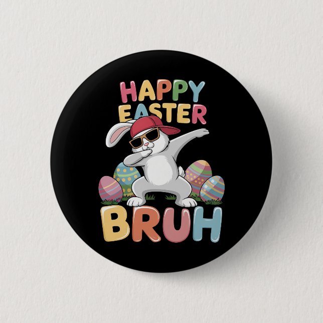 Chapa Redonda De 5 Cm Feliz Pascua Bruh Bro Gracioso Conejo de Conejo de (Anverso)