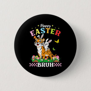 Chapa Redonda De 5 Cm Feliz Pascua Bruh Tigre Lindo Orejas de Conejo Can
