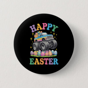 Chapa Redonda De 5 Cm Feliz Pascua Camión Monstruo Divertido Aplasta Hue