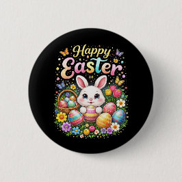 Chapa Redonda De 5 Cm Feliz Pascua Conejito