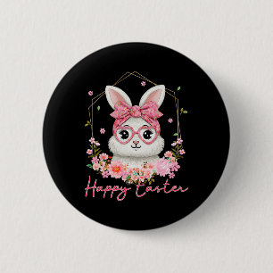 Chapa Redonda De 5 Cm Feliz Pascua Coquette Floral Conejo Mujeres Niña 