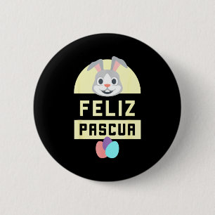 Chapa Redonda De 5 Cm Feliz Pascua happy easter idioma español conejo F