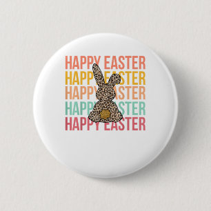 Chapa Redonda De 5 Cm Feliz Pascua Pastel Primavera Leopardo Conejo Cone