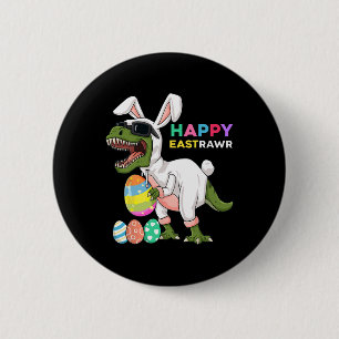 Chapa Redonda De 5 Cm Feliz Pascua T Rex Conejo de Pascua Dinosaurio Hue