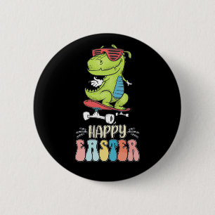 Chapa Redonda De 5 Cm Feliz Pascua T Rex Dinosaurio Conejito Conejo Huev