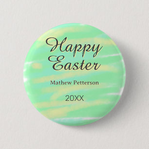 Chapa Redonda De 5 Cm Feliz Pascua verde amarillo gris pastel nombre año