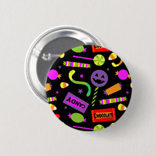 Chapa Redonda De 5 Cm Feliz patrón de dulces de Halloween