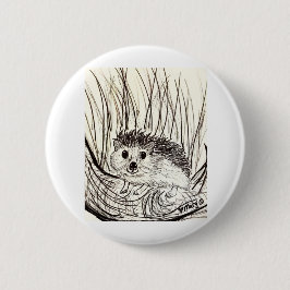 Chapa Redonda De 5 Cm Feliz Pequeño Hedgehog