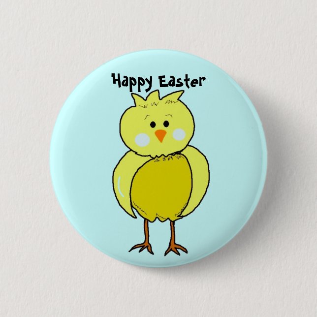 Chapa Redonda De 5 Cm Feliz pollito de Pascua (Anverso)