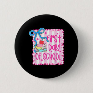 Chapa Redonda De 5 Cm Feliz Primer Día De Colegio Lazo Coquette Femenino