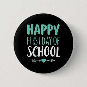 Chapa Redonda De 5 Cm Feliz Primer Día De La Escuela Estudiante Arrow C