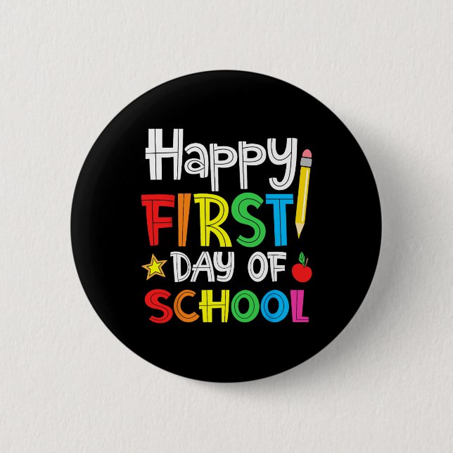 Chapa Redonda De 5 Cm Feliz primer día escolar de vuelta a la escuela (Anverso)