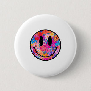 Chapa Redonda De 5 Cm Feliz Retro Daisy sonreír frente a hombres estétic