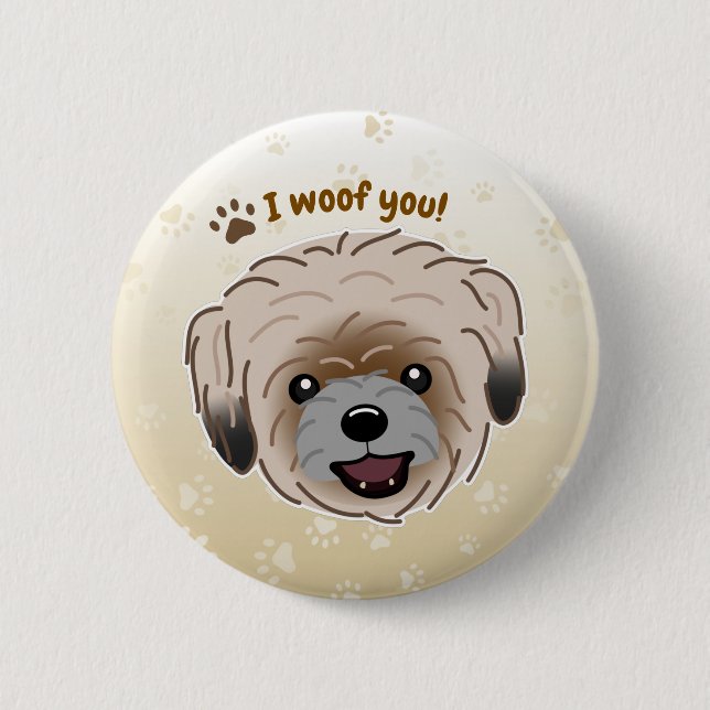 Chapa Redonda De 5 Cm Feliz Shih Tzu Dog Lover I Wowty Paws (Anverso)