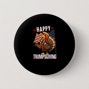 Chapa Redonda De 5 Cm Feliz Trump, divertido día de gracias a Turquía