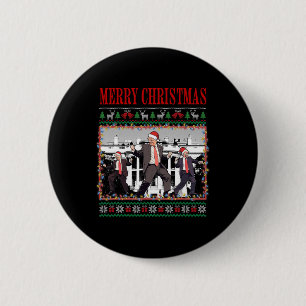 Chapa Redonda De 5 Cm Feliz Trumpmas - Danza de Papá Noel Donald Trump