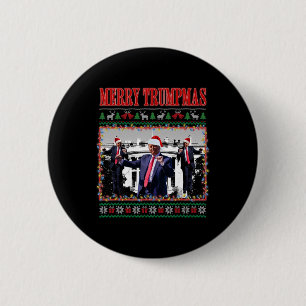 Chapa Redonda De 5 Cm Feliz Trumpmas Donald Trump, navidad Santa
