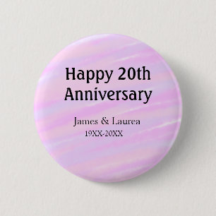 Chapa Redonda De 5 Cm Feliz vigésimo aniversario nombre rosa púrpura pas