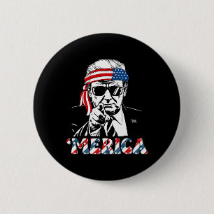 Chapa Redonda De 5 Cm Feliz Vintage Trump 4 De Julio Patriótico América 