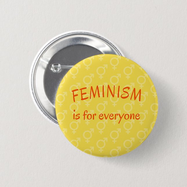 Chapa Redonda De 5 Cm Feminismo para todos amarillo brillante (Anverso y reverso)