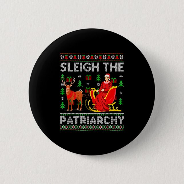 Chapa Redonda De 5 Cm Feminist Ruth Bader Ginsburg Rbg Xmas Sleigh The P (Anverso)