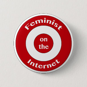 Chapa Redonda De 5 Cm Feminista en el Internet (blanco)