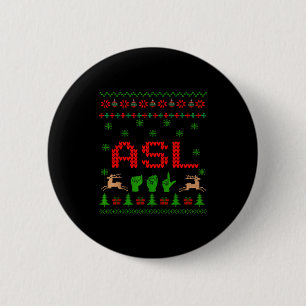 Chapa Redonda De 5 Cm Feo signo de Navidad Asl Señal de mano Lenguaje de