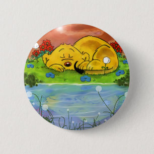 Chapa Redonda De 5 Cm Ferald Napping By The Sunflowers Button