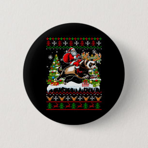 Chapa Redonda De 5 Cm Ferret de reno de Santa Riding Niños Dulce Familia