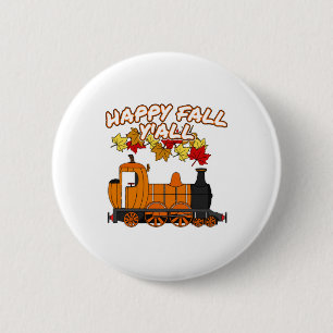 Chapa Redonda De 5 Cm Ferrocarril de calabaza de tren de vapor Happy Fal