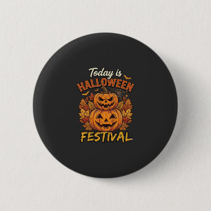 Chapa Redonda De 5 Cm Festival de Halloween de Hoy Calabazas Apiladas Ar