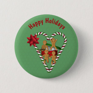 Chapa Redonda De 5 Cm Festividad de los Navidades Cute Gingerbread Cooki