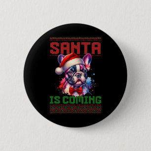 Chapa Redonda De 5 Cm Festividad de los Navidades feos del Bulldog franc