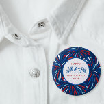 Chapa Redonda De 5 Cm Festividad Personalizado de fuegos artificiales 4<br><div class="desc">El botón fiesta del 4 de julio es muy divertido y tiene fuegos artificiales coloridos y 3 líneas de texto personalizado. ¡Es tan fácil de personalizar! Perfecto para un favor festivo del 4 de julio, Día de la Independencia, barbacoa de verano, cocina corporativa, reunión familiar o botón de campaña política....</div>