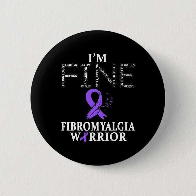 Chapa Redonda De 5 Cm Fibromialgia Conciencia Guerrero Apoyo Cinta Púrpu (Anverso)