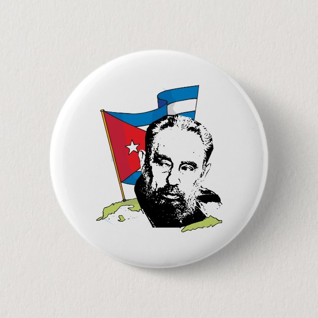 Chapa Redonda De 5 Cm Fidel Castro (Anverso)
