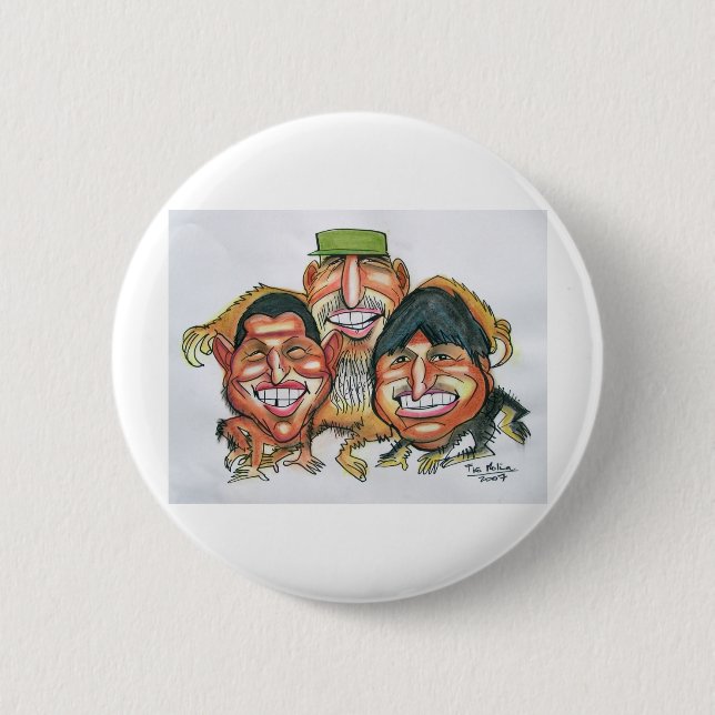 Chapa Redonda De 5 Cm Fidel Castro, Hugo Chavez, morales del evo (Anverso)