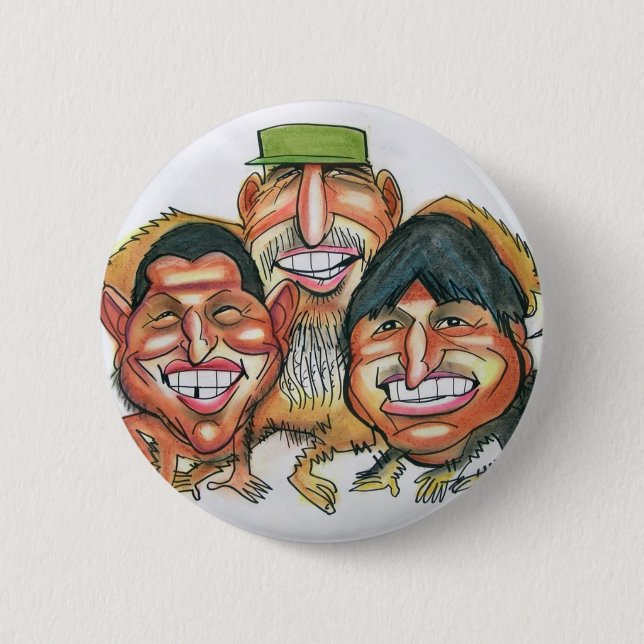 Chapa Redonda De 5 Cm Fidel Castro, Hugo Chavez, morales del evo (Anverso)