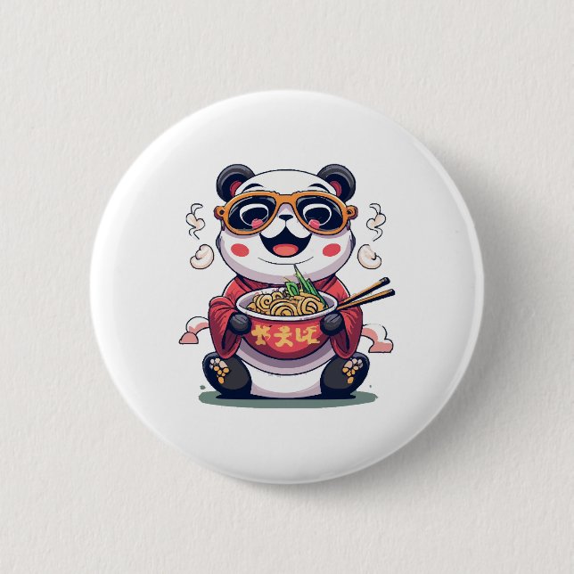 Chapa Redonda De 5 Cm Fideos de Panda (Anverso)